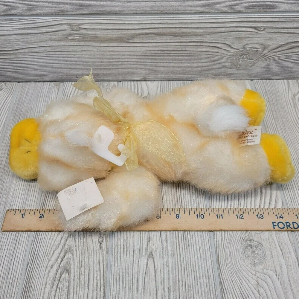 Dan Dee Plush Duck‎ Yellow White Tinsel Sparkle Fur Easter Collector Choice 14in